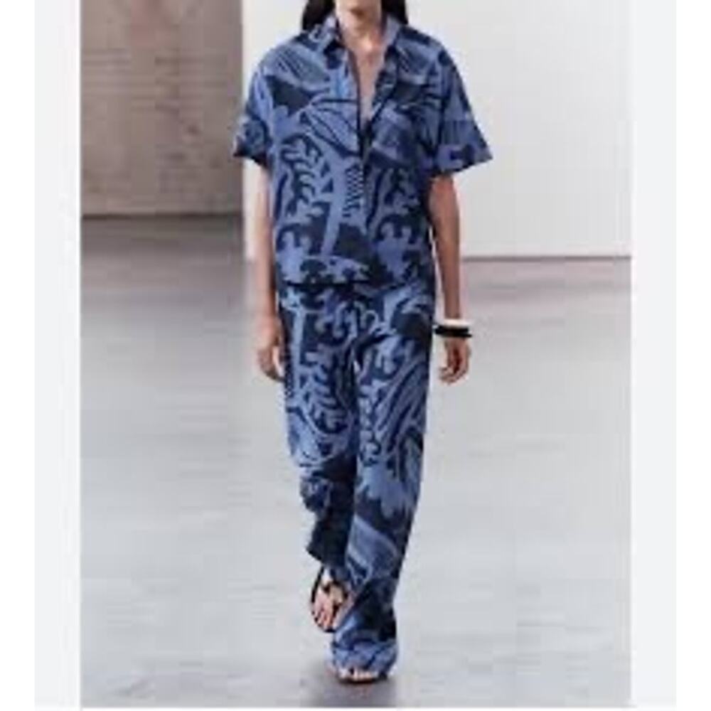 Zara ZW Collection blue and black pant set M